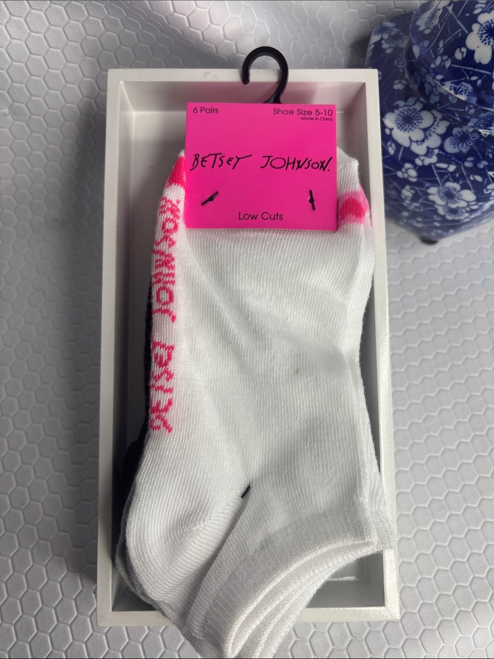 Betsey Johnson 6-Pack White, Gray & Black Low Cut Sock Pack NWT